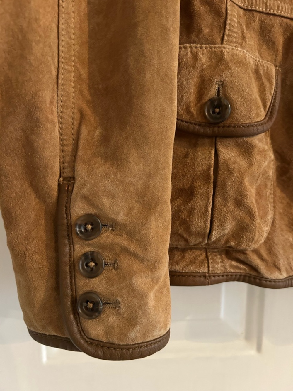 Eddie Bauer Tan Suede Button-Front Women's Jacket 90s VINTAGE - Picture 4 of 4